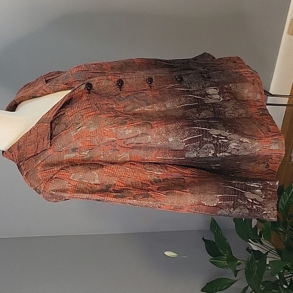 TanJay Vintage Brown and Rust Bohemian Button Front Blazer Size 24W - Picture 2 of 13